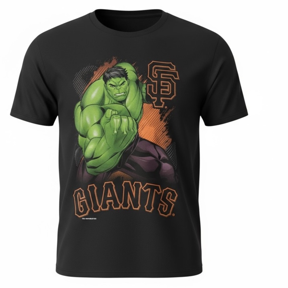 NWOT Boys Marvel / MBLP SF Giants collaboration Tee. Hulk & SF Giants. Size LG - Picture 1 of 7